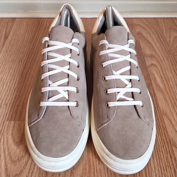 Joie Miriam Suede Leather Low Top Style Rubber Platform Taupe Sneakers Sz EU 39 - Picture 3 of 16